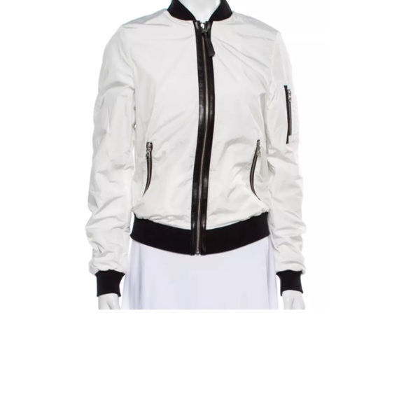ARITZIA Mackage Cara Bomber Jacket small white black - Picture 2 of 10